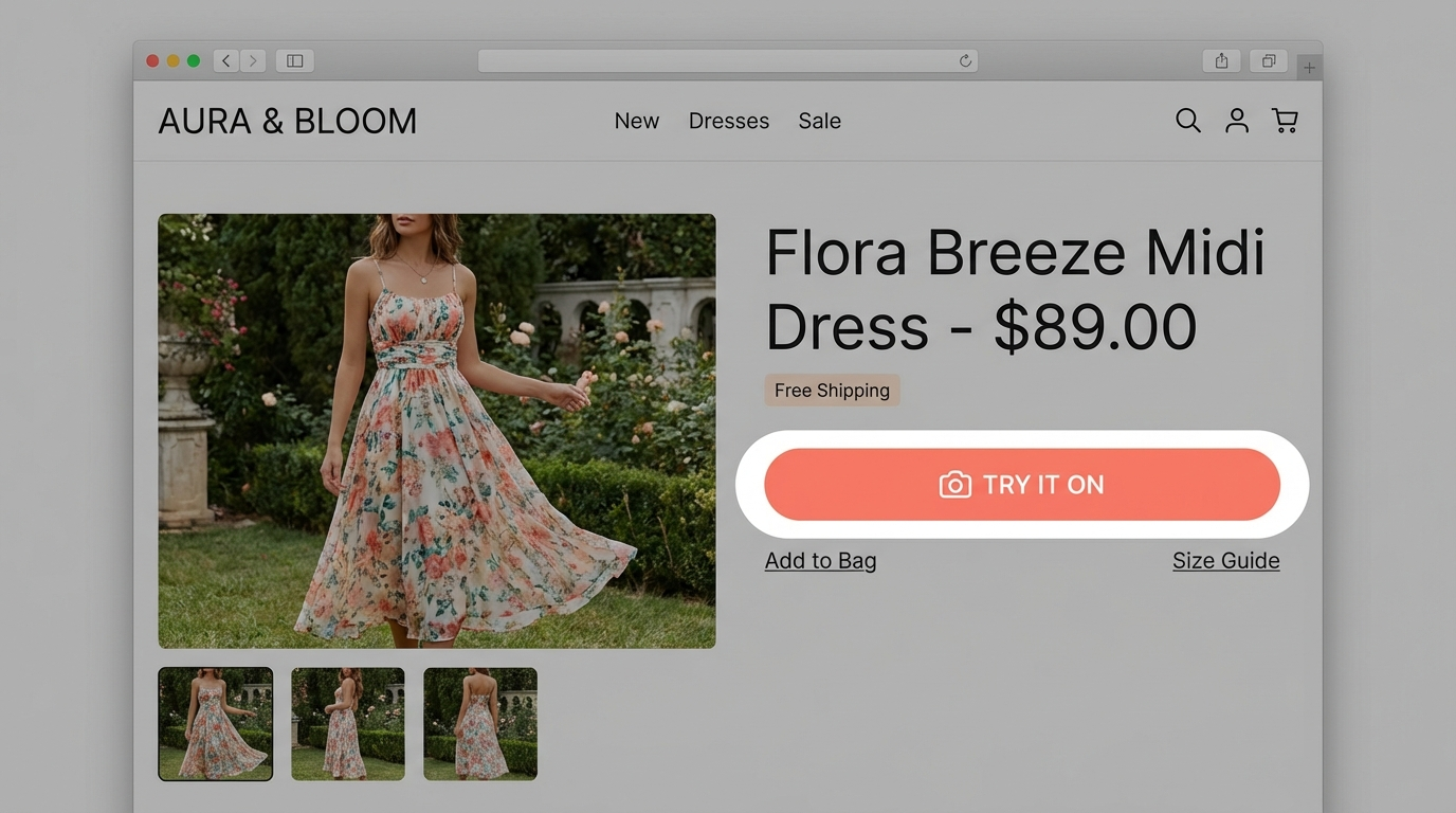 Floral dress online store product display